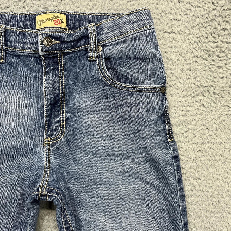 Pantalones de mezclilla Wrangler 20X para niños 20 ajustados azules pierna recta elásticos cintura ajustable Foto 4 de 4