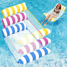 Pool Floats Adult - Upgraded Inflatable Mesh Floating Rafts, 4-In-1