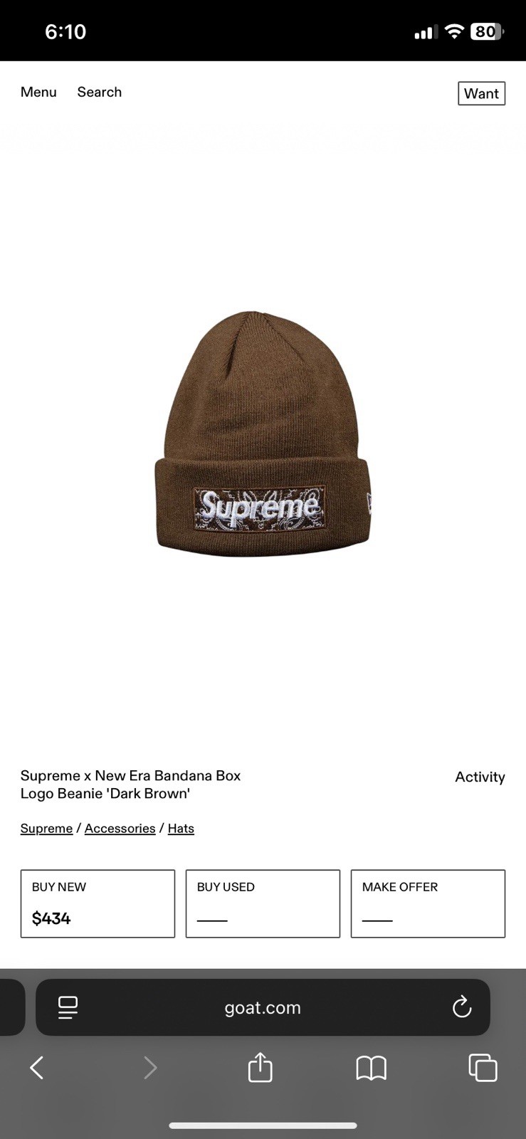 Supreme x New Era FW19 Bandana Box Logo Beanie in Brown