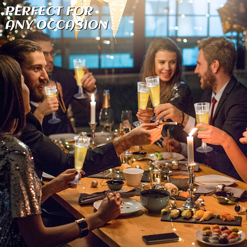 Plastic Champagne Flutes Plastic Champagne Glasses Disposable Glasses 100 Pack - Image 2 of 4