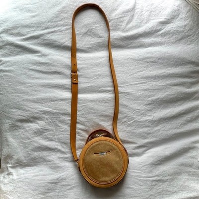 CARVEN Circle Handtasche Schultertasche Leder in Camel GEBRAUCHT Guter Zustan...