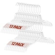 Clear Plastic Hangers 25 Pack, Durable Crystal Heavy Duty Clothes Hangers wit...
