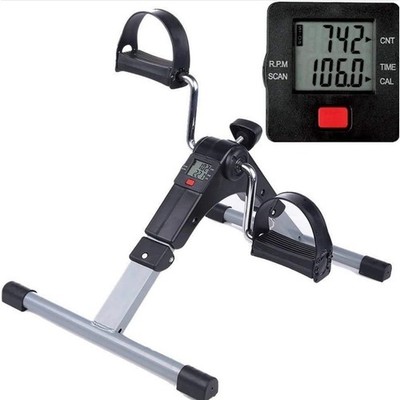 Folding Mini Exercise Bike Pedal Exerciser W/ LCD Display Arms Legs Workout New