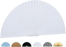 Arch Window Shade Curtains Half Circle Moon Pleated Fabric 36W x 18H, White 