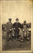 Occupation RPPC ~ loggers logging saw blades ~ sharpening wheel stone ~ c1910
