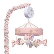 Lambs Ivy Butterfly Dreams Pink/Purple Musical Baby Crib Mobile Soother Toy