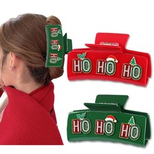 Christmas Hair Claw Clips for Women Red Green 1 Count Pack of 2 , Red,