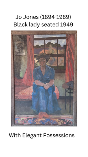 Jo Jones lady seated oil on canvas 1949 original art framed signed wall decor - Video 1 of 1