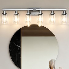 LED Nickel 37 In Modern Vanity Light Fixtures 6 Lights Wall Sconces for Bathroom