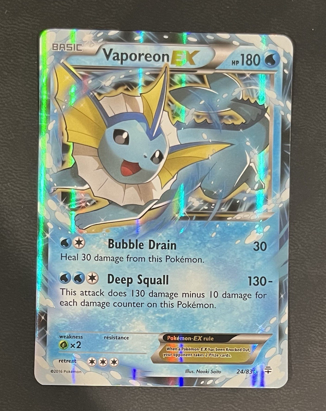 Pokemon TCG - Vaporeon EX - 24/83 - Generations - Ultra Rare (2016)