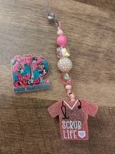 Nurse Practitioner ID Pink Badge Retractable Reel Tag Interchangeable