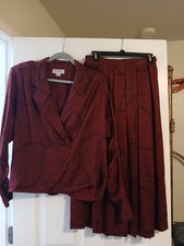 vintage 1980's Christian Dior maroon blazer set, paisley print silk Size 10