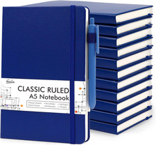 12 Pack Notebooks Journals Bulk with 12 Black Pens, A5 Hardcover Notebook Class