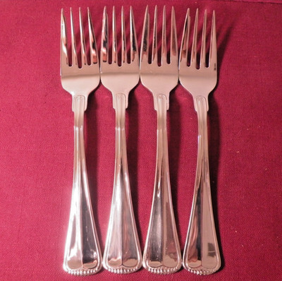 Set Of 4 Salad Forks Towle Hamilton Glossy Stainless Steel Flatware 7''