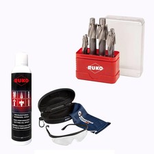 RUKO Flachsenker-Satz DIN 373 HSS mit Zylinderschaft 6tlg. inkl. Spray & Schutzb