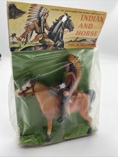 NEW Vintage 1950s WS Indian Chief On Horse Hard Plastic Toy Hong Kong BROWN