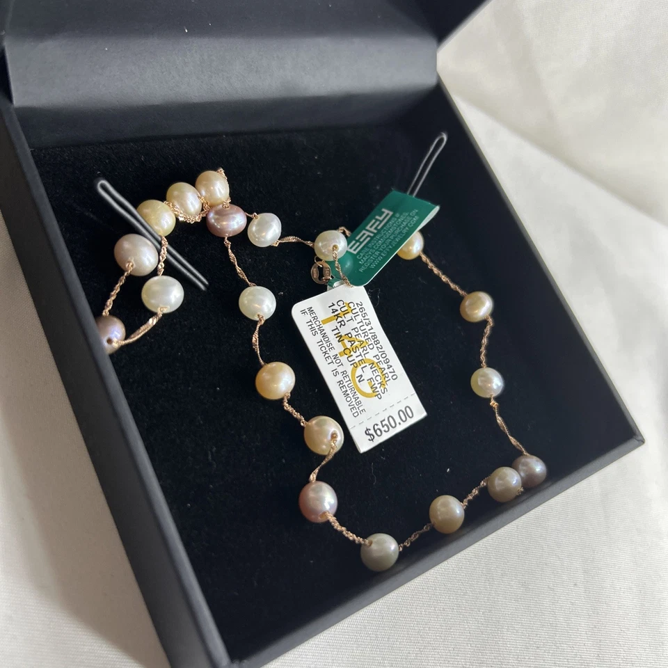 Collar EFFY Multicolor Cultivado FW Perla (5-1/2mm) 18" Oro Rosa 14k Foto 4 de 4
