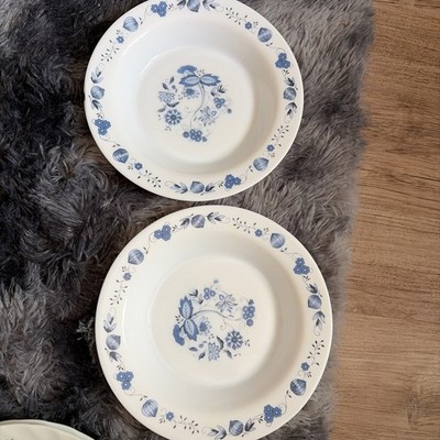 2er Set Arcopal France Suppenschalen/Teller ASTER Muster blaue Blumen