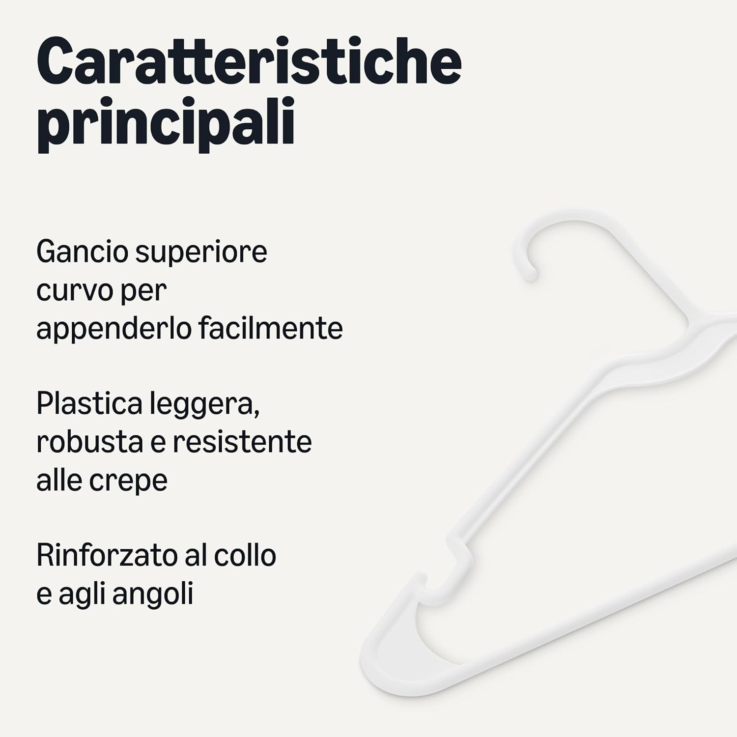 Grucce In Plastica Bianca Per Abiti 42 Cm | Confezione 25 O 50 Pezzi | Sottili E Resistenti Con Barra E Tacche