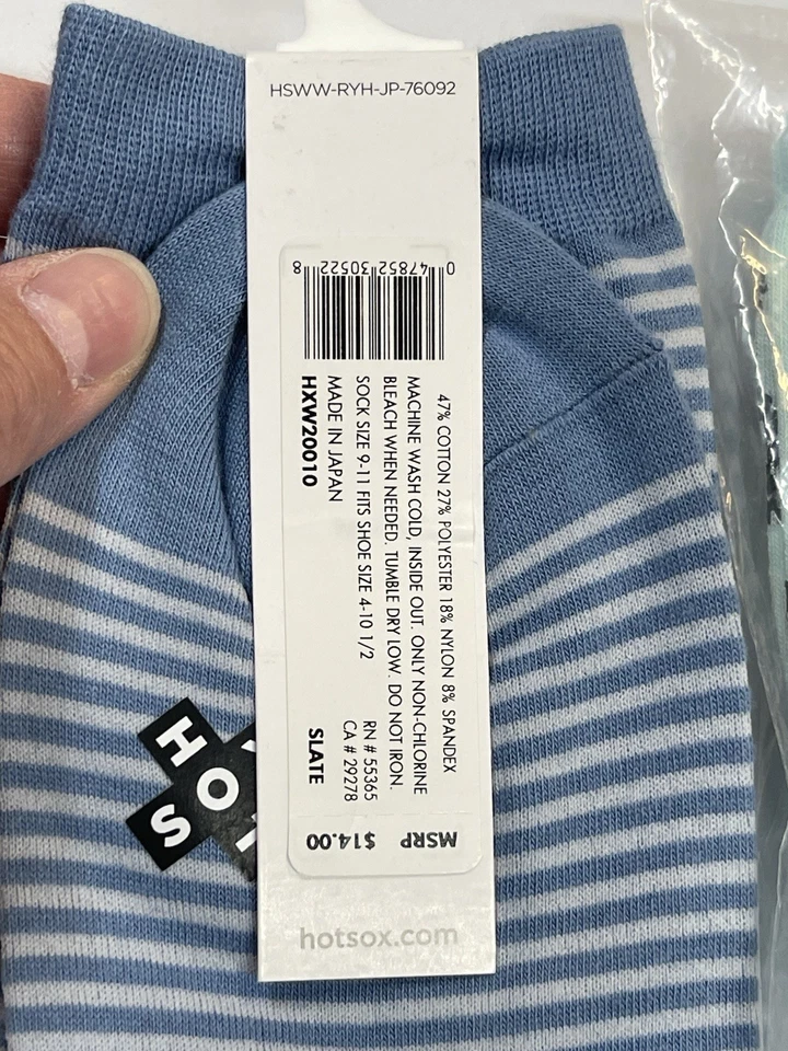 Hot Sox Women’s Socks Blue Green Knit Casual Socks Sz 9-11 Shoe Sz 4-10.5 - Image 4 of 4