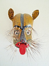 Jaguar Maske Guerrero Tecuani Mexiko Holz Volkskunst - mit Wildschweinhaar