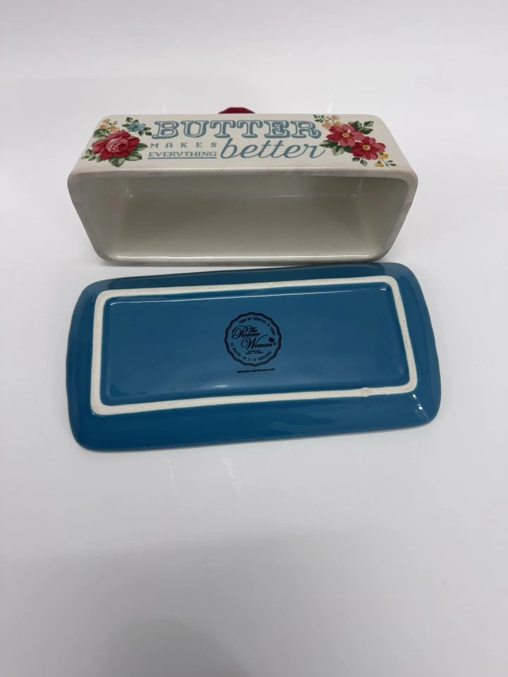 Pioneer Woman винтажная керамическая посуда с цветочным рисунком блюдо с маслом фермерский дом кухня - Изображение 2 из 4