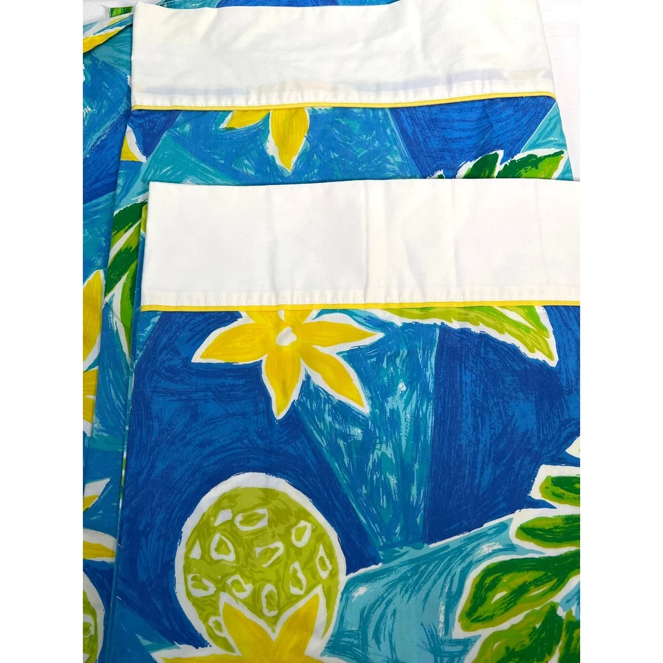 Vtg Fieldcrest Adrienne Vittadini Twin Sheet Set + Euro Shams Bright Tropical  - Image 4 of 4