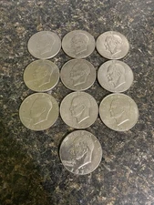 Lot of 10 Average Circulated 1970s Eisenhower Dollar Coins See Photos