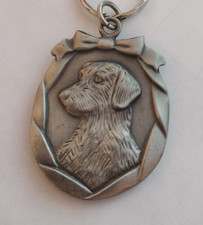 Retriever Dog Face Gray Keychain Charm