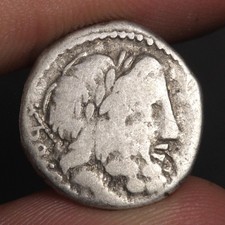 Jupiter King of the Gods Denarius 87BC Ancient Roman Republic Silver Coin Dossen