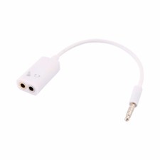 PC Cellphone 3.5mm Stereo Audio Male to Female Earphone Microphone Adapter White