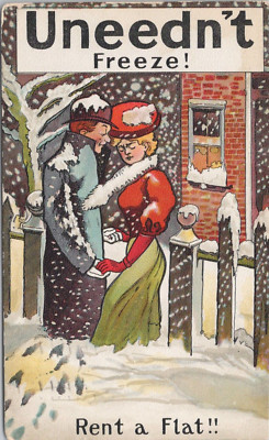 Comic PC Lovers in the Cold ''U Needn't Freeze Rent a Flat!'' 1910