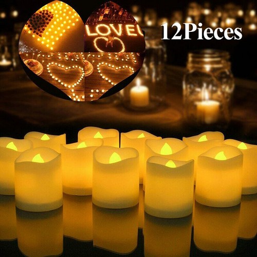 12pcs Flickering Flameless LED Votive Candles Long Lasting Battery Operated AU - Picture 1 of 12