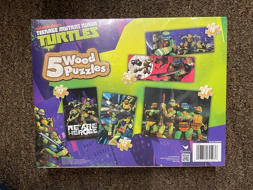 Nickelodeon Teenage Mutant Ninja Turtles 5 Wood Puzzle & Storage Wood Box SEALED - Picture 2 of 2