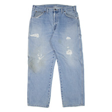 DICKIES Carpenter Workwear Mens Jeans Blue Relaxed Tapered Stone Wash W34 L29