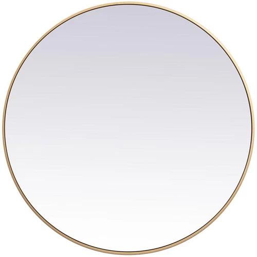 Elegant Decor Eternity 39" Round Mid Century Metal Frame Mirror in Brass - Picture 1 of 6