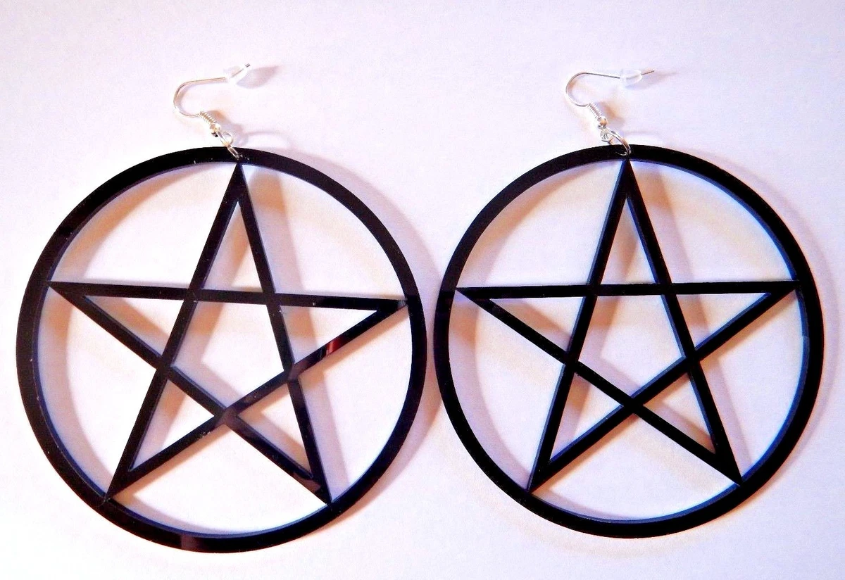 Pentagram cheap hoop earrings