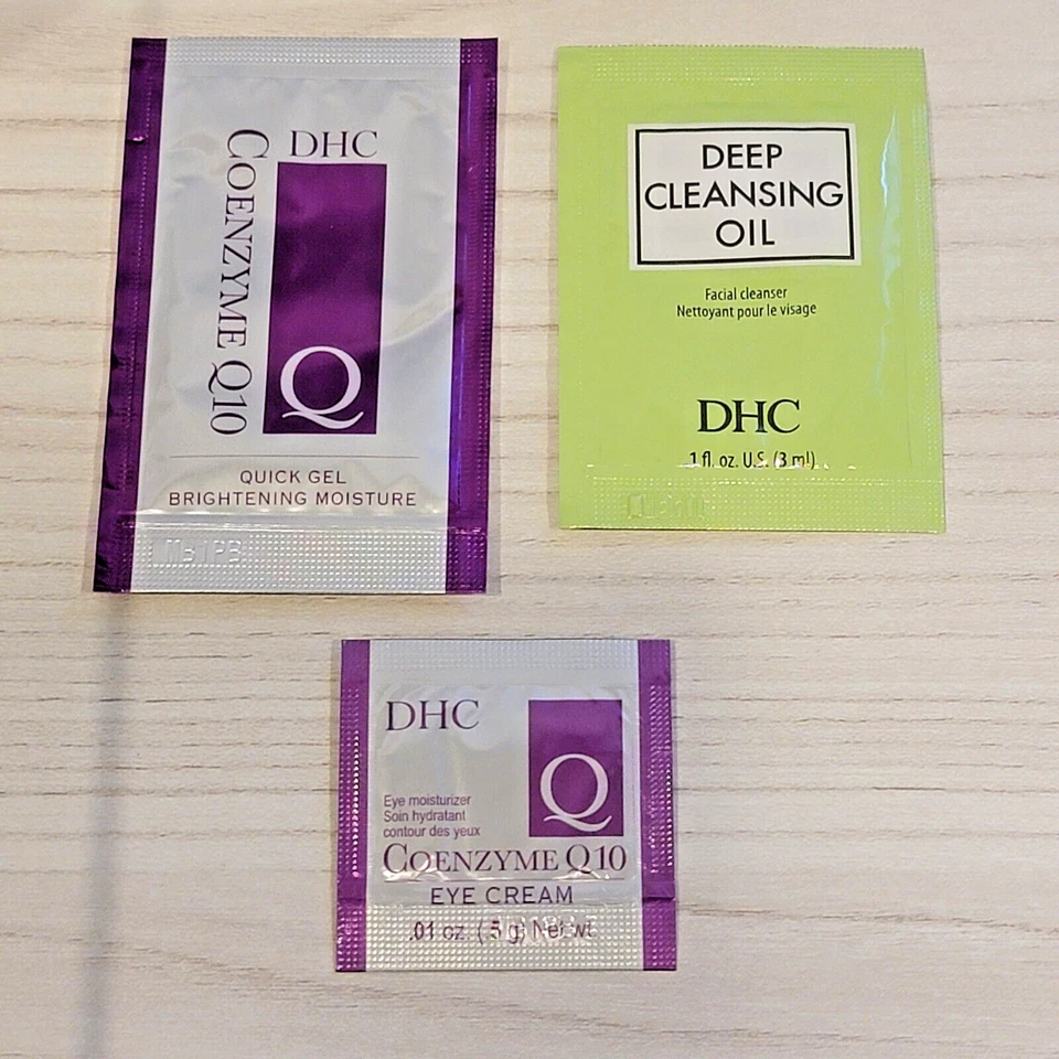Lote de 10 óleo de limpeza DHC, creme para os olhos CoQ10, amostras rápidas de umidade brilhante em gel - Imagem 2 de 3