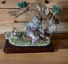 Vintage DaVinci Collection Girl in Tree Swing With Dog Figurine - GUC