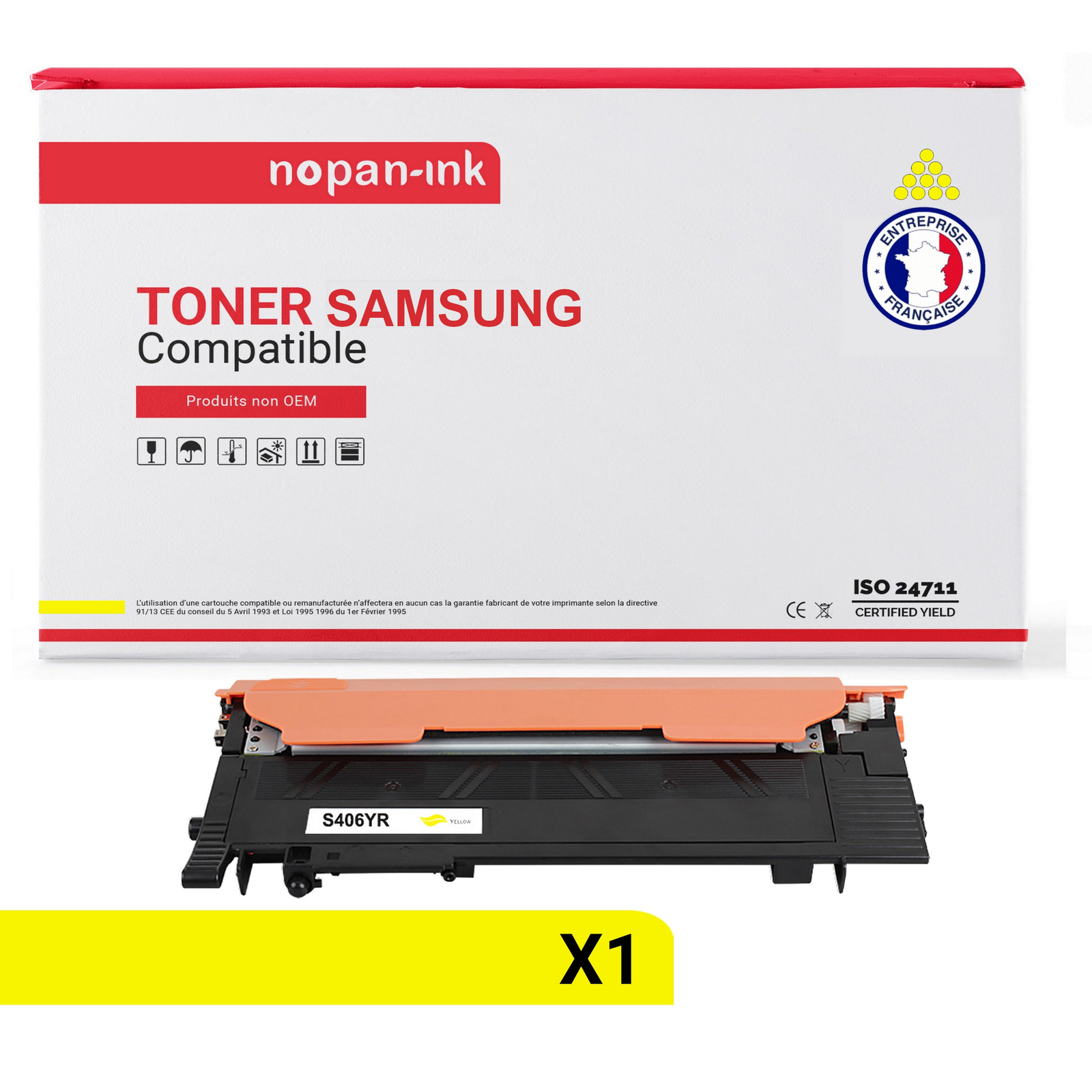 Toner Samsung CLT-Y406S ELS Jaune Compatible NOPAN-INK pour Imprimante Laser CLX-3305