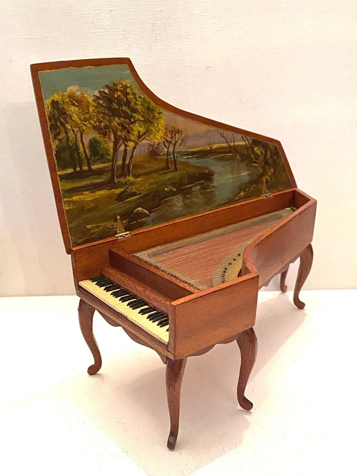 Dollhouse miniature 18th c. harpsichord by Ralph E. Partelow, signed, 1
