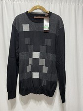 New with tags Mens Perry Ellis Sweater Principles Black w/ block pattern size L