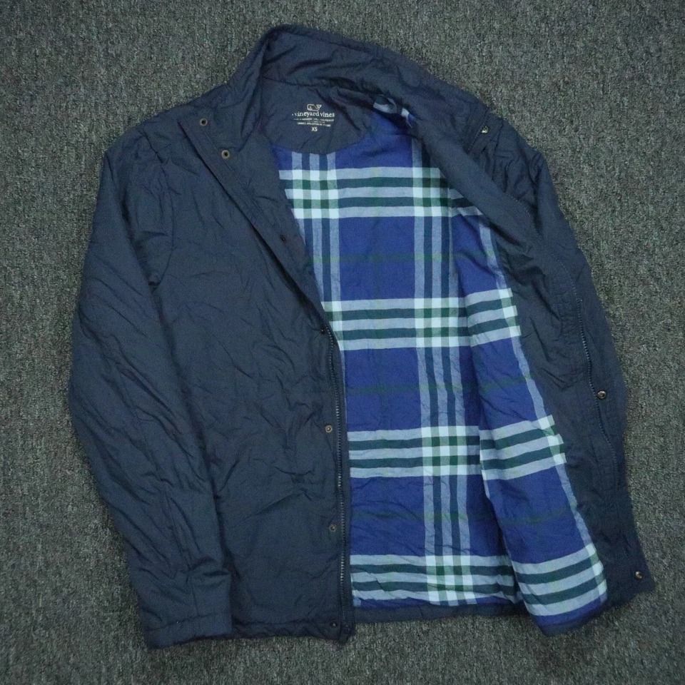 Vineyard Vines Jacket Mens Extra Small Blue Full Zip Snap Pockets Lined XS - Image 4 of 4