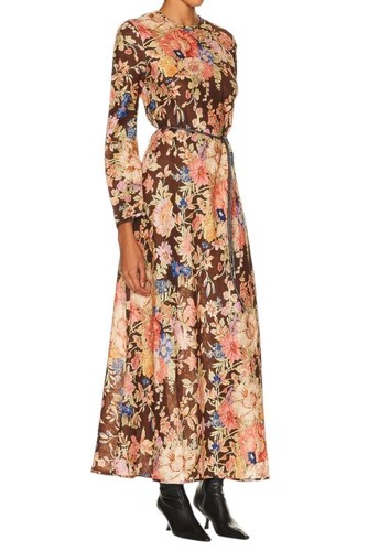 Vestido Largo Zimmermann August Bias | Marrón Chocolate Floral, Cinturón Cuerda - Imagen 5 de 8