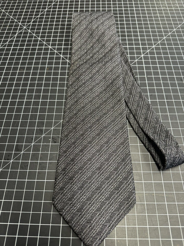 XMI Silk Tie. Black with White Stripes. 59” x 4” - Image 2 of 4