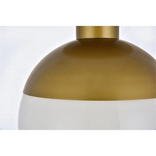 Living District Eclipse 1-Light Metal & Glass Flush Mount in Brass/Frosted White - Picture 5 of 5