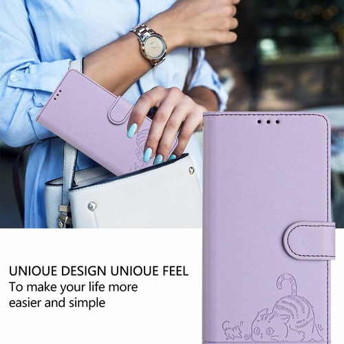 Coque pour Motorola Moto Edge 50 Neo - Chat Mignon Embossé en Cuir Portefeuil... - Photo 5 sur 7