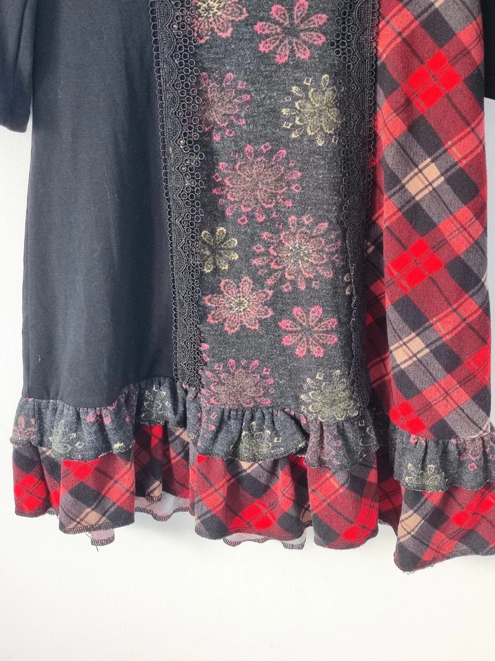 Joe Browns Red Tartan Checked Knit Tunic Jumper Dress Long Jumper Size UK 10 - Image 3 of 4