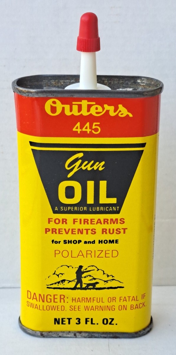 Vintage OUTERS 445 Gun Oil Lubricant Handy Oiler 3oz Tin Oil Can