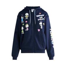 Peanuts Snoopy and Friends Women's Jr. XXL 20 Navy Graphic Zip Hoodie NWT